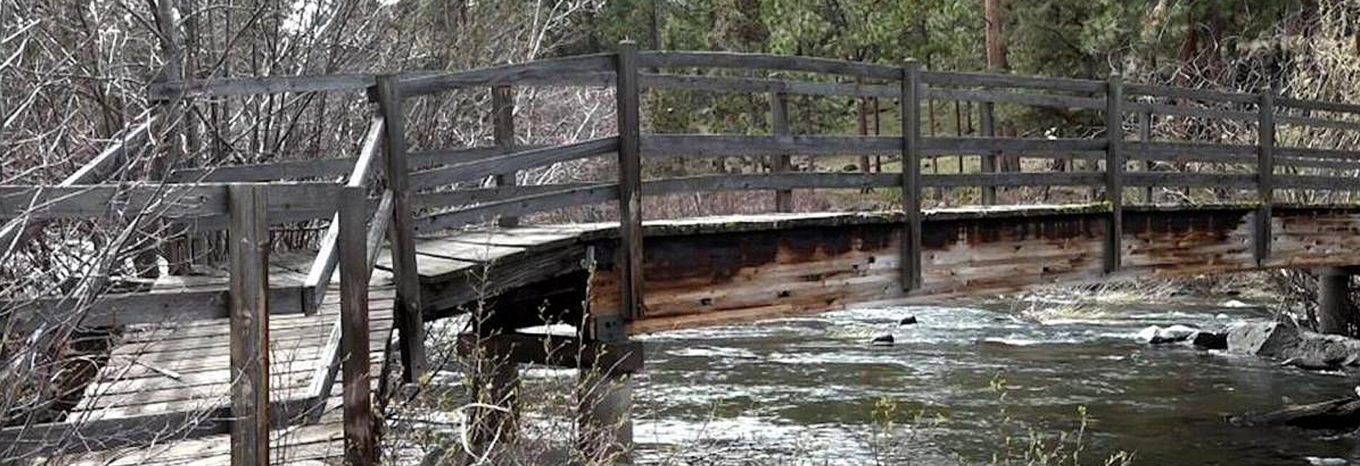 Decaying bridge spanning the Deschutes River.